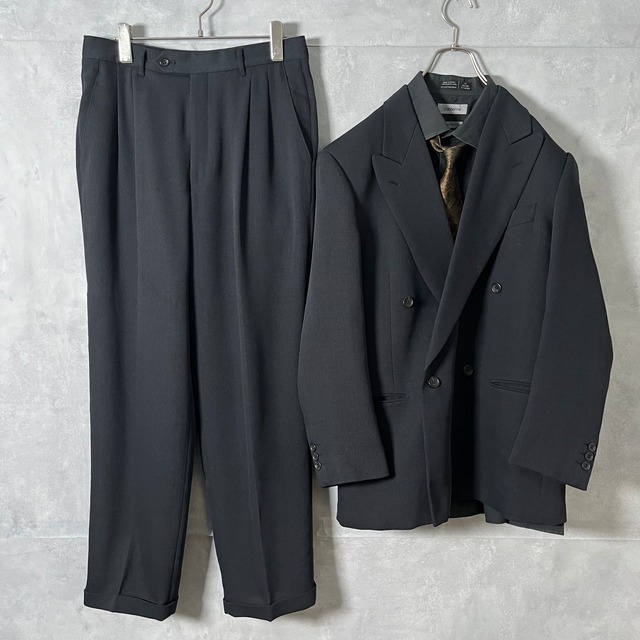 #5632 necktie×shirt×retro randompleats black double setup suit