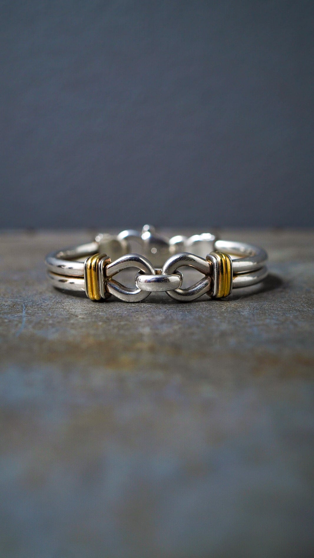 【VINTAGE】TIFFANY&Co. ティファニー ダブル ループ ブレスレット 《シルバー925 イエロー ゴールド コンビ バングル ヴィンテージ オールド メンズ》