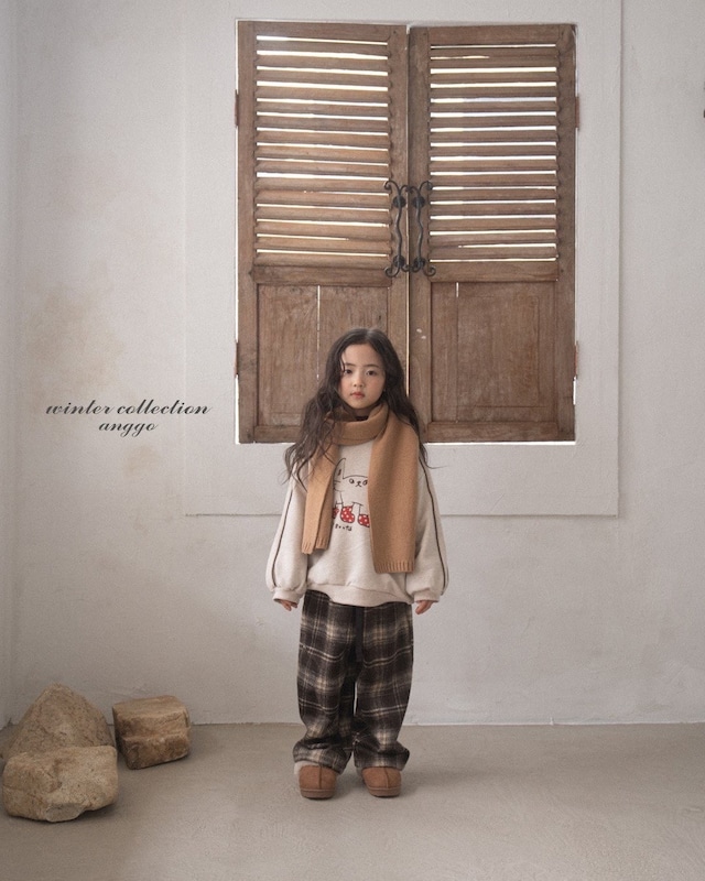 ˗ˏˋラスト1点♡ ˎˊ˗ 【 即納 】 2025 冬新作 anggo(アンコ ) チェックパンツブラウン (kids)