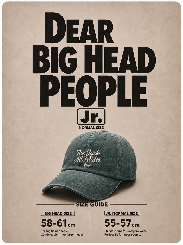 DEAR BIG HEAD PEOPLE Jr.｜FADED CAP/普通サイズ
