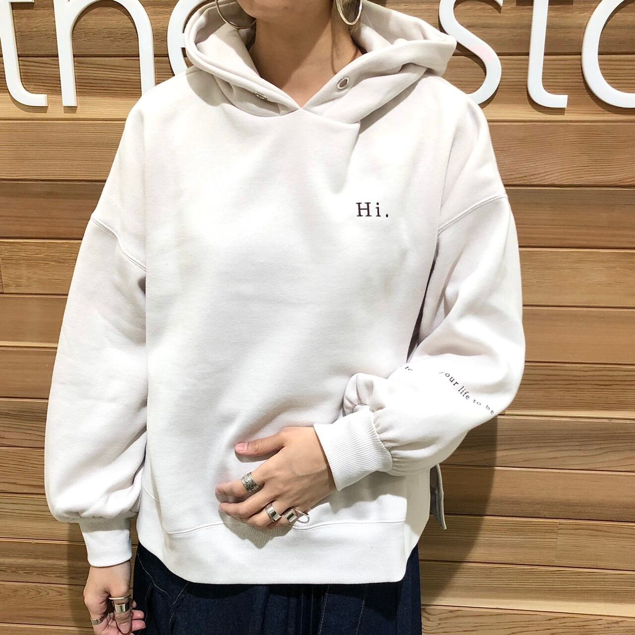 gleam/グリーム】 全3色 袖1段ロゴプリントフーディー [No.117-045