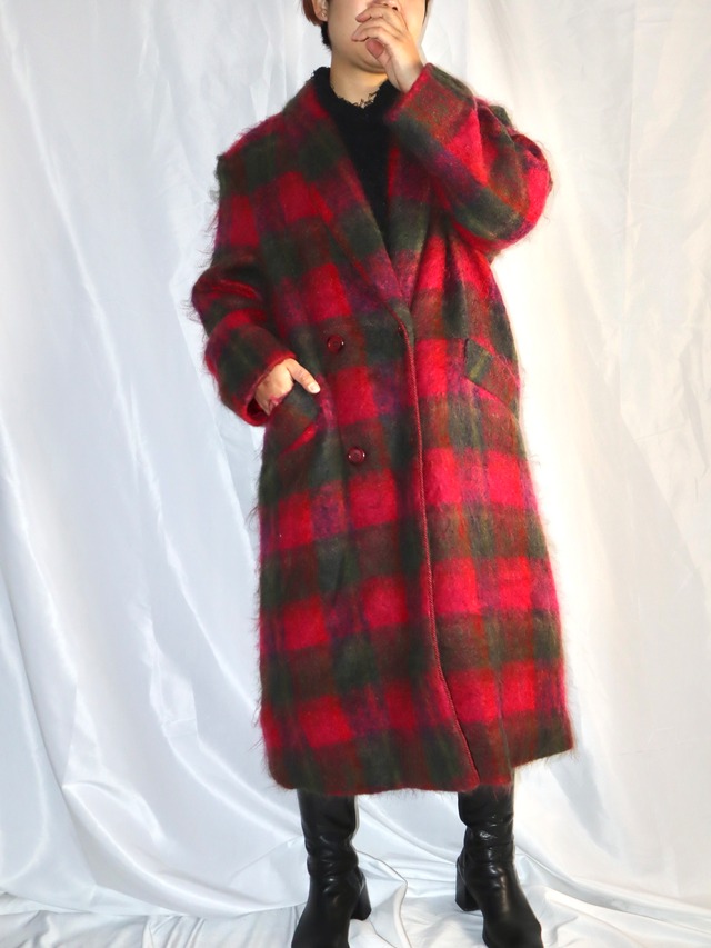 plaid mohair coat【7254】