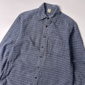 mont-bell モンベル チェック柄 長袖コットンシャツ M/ブルーグレー/アウトドア