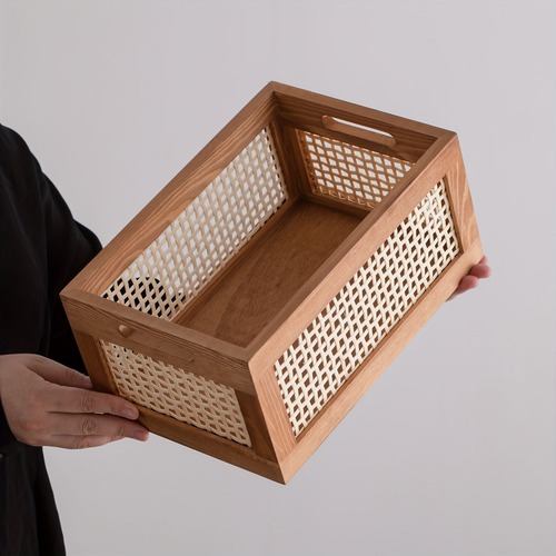 バスケット 木製 収納 レトロ カントリー おしゃれ インテリア おもちゃ 玄関 リビング バスルーム 収納アイテム