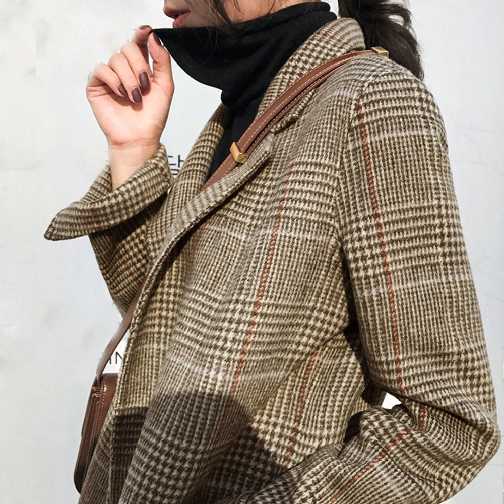 グレンチェック ジャケット レディース 春秋冬 アウター 羽織り きれい