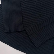 イタリア製 GIORGIO ARMANI ジョルジオアルマーニ リブ編み ハーフジップ 長袖 ニット セーター I 50/ブラック メンズ