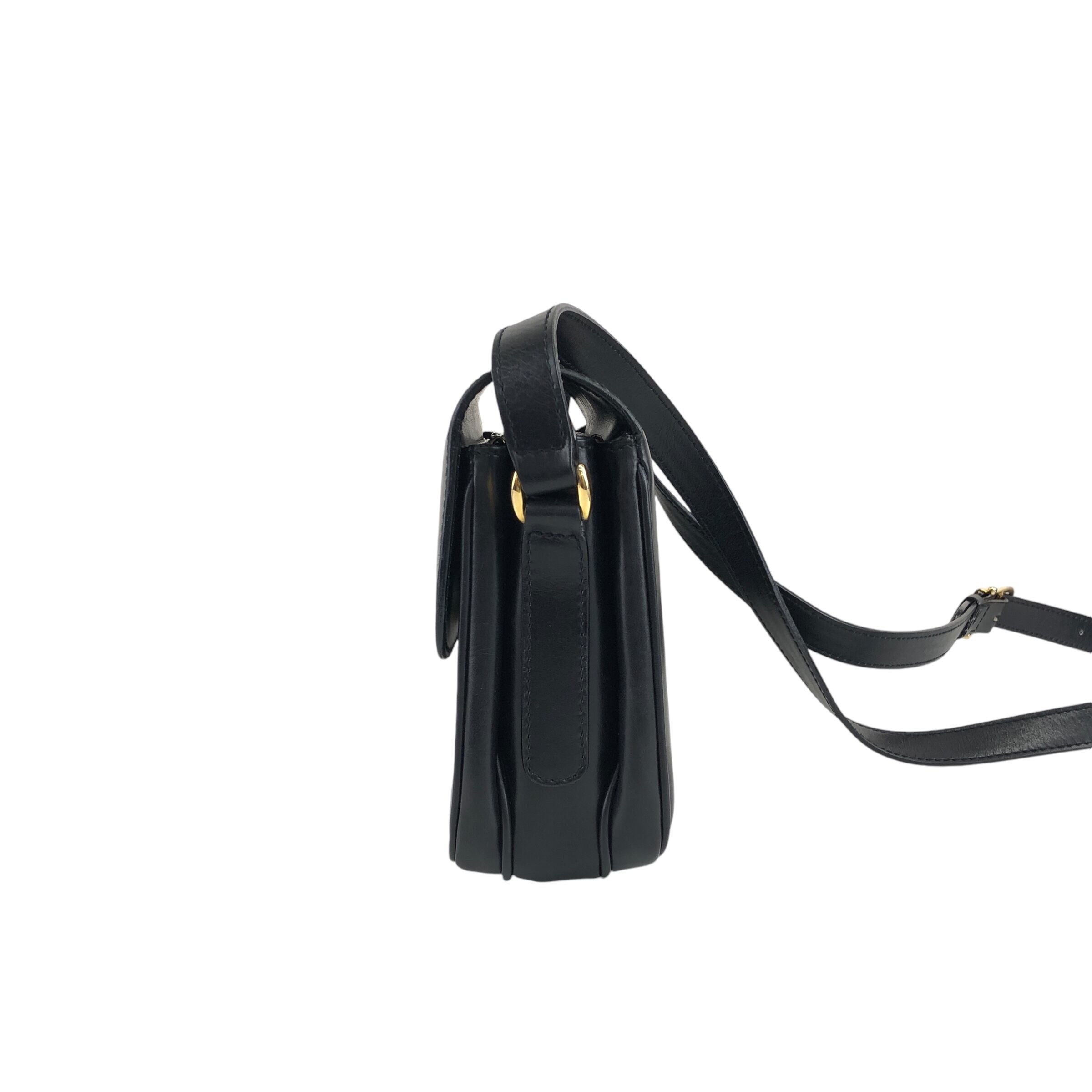 CELINE セリーヌ ショルダーバッグ ブラック ブラゾン レザー クロス