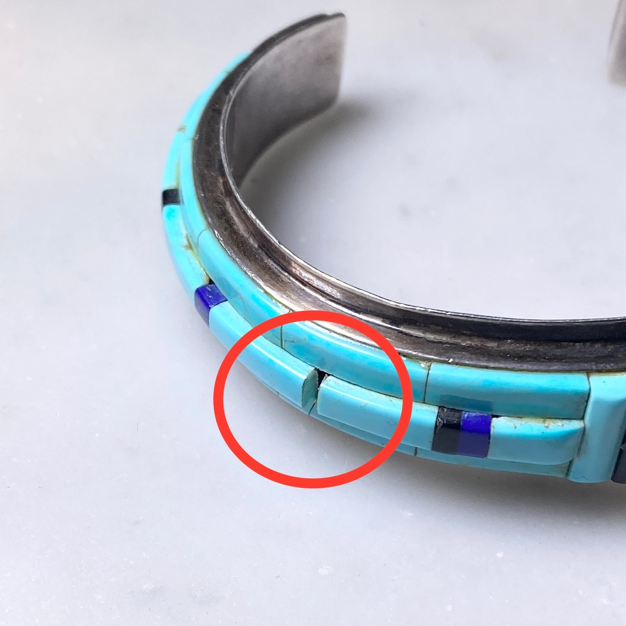 vintage silver multi stone inlay bangle