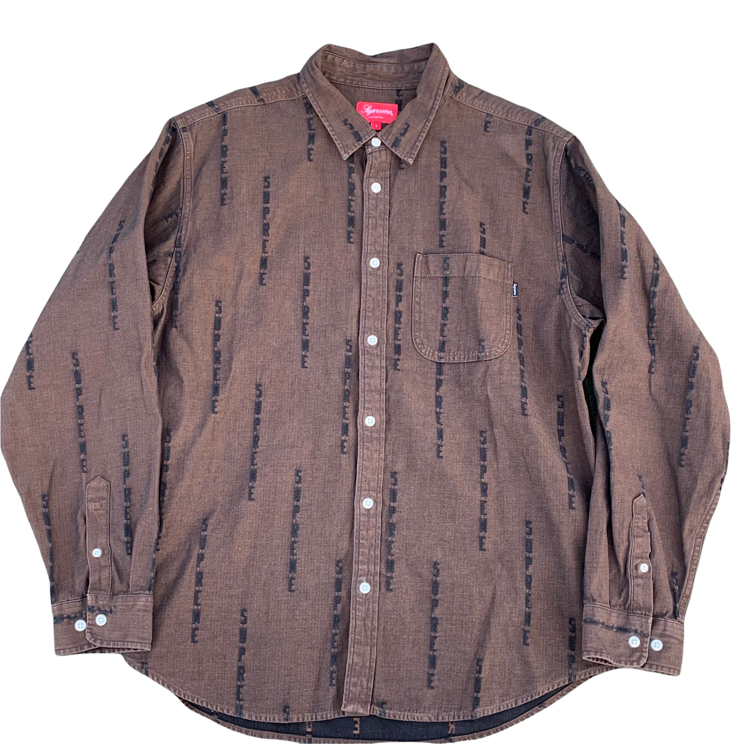 希少XL Supreme Jacquard Logos Denim Shirt