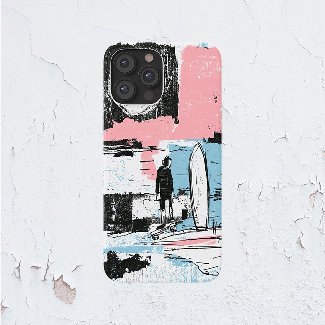 受注生産 iPhoneケース ピンクと水色のグランジ写真コラージュ｜ZINEコラージュ ZINE049B