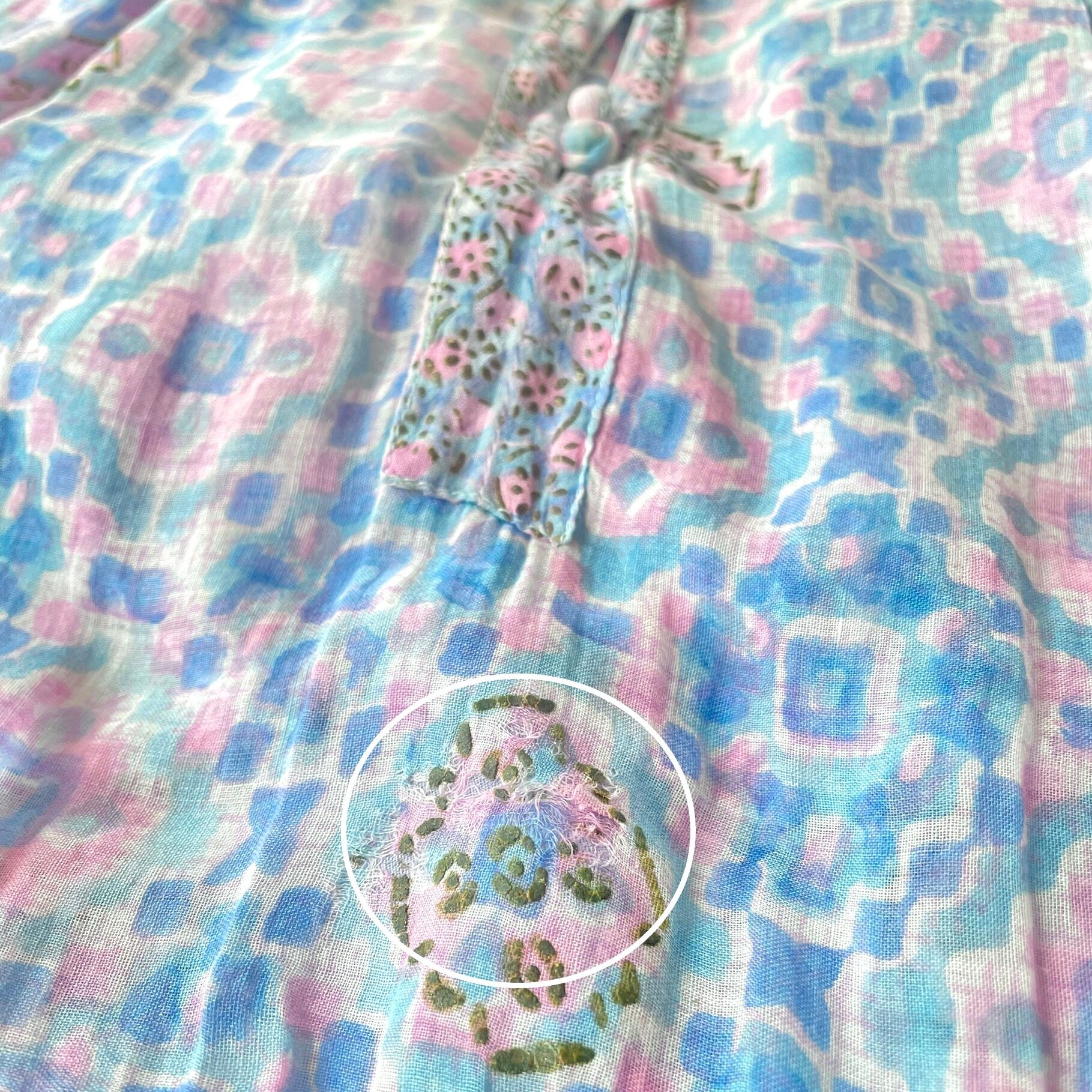 70s indian cotton pink blue onepiece ヴィンテージピンクブルー