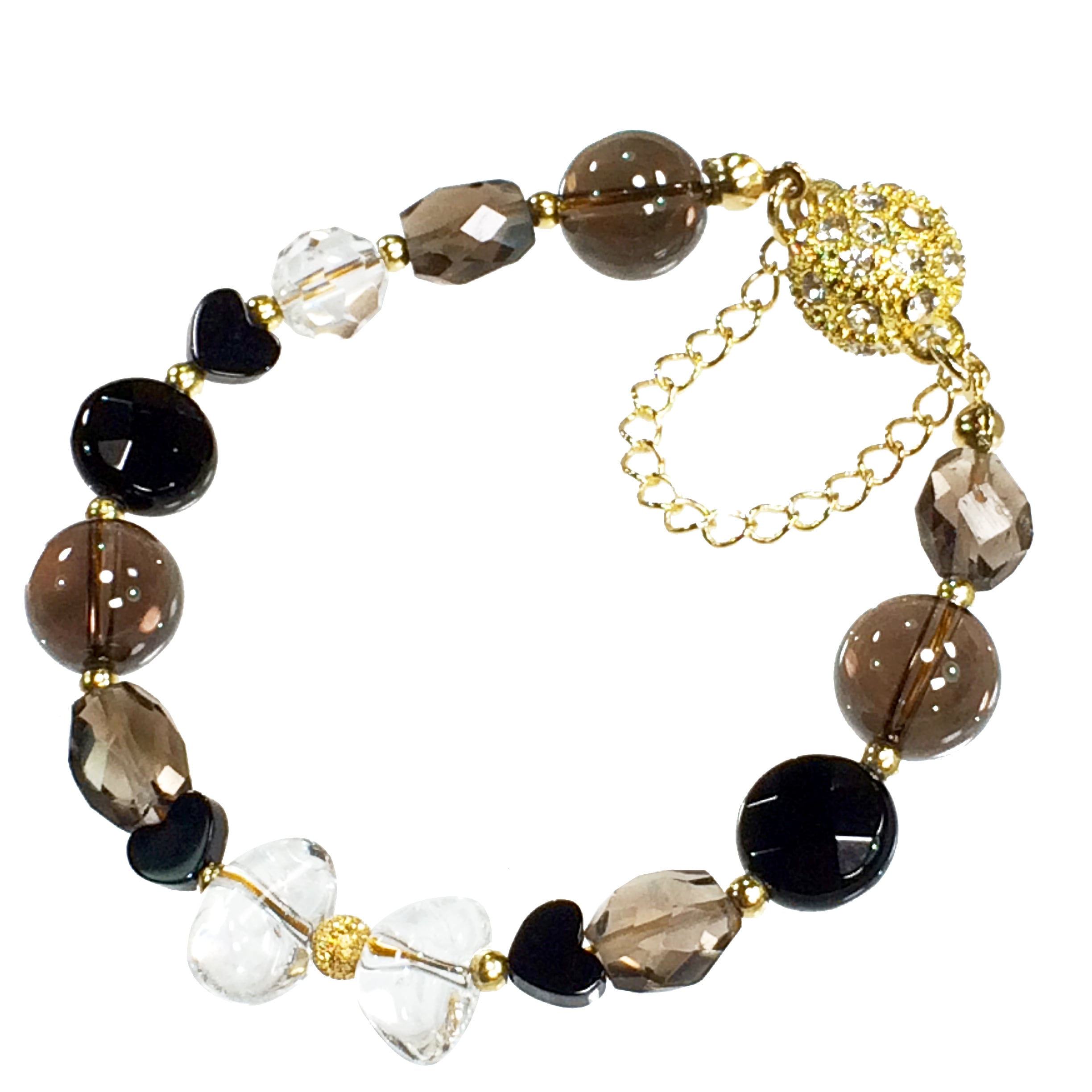 ファイテン　水晶、オニキス、スモーキークォーツブレス オニキス・四神獣水晶・スモーキークォーツ ブレスレット ｜ 天然石