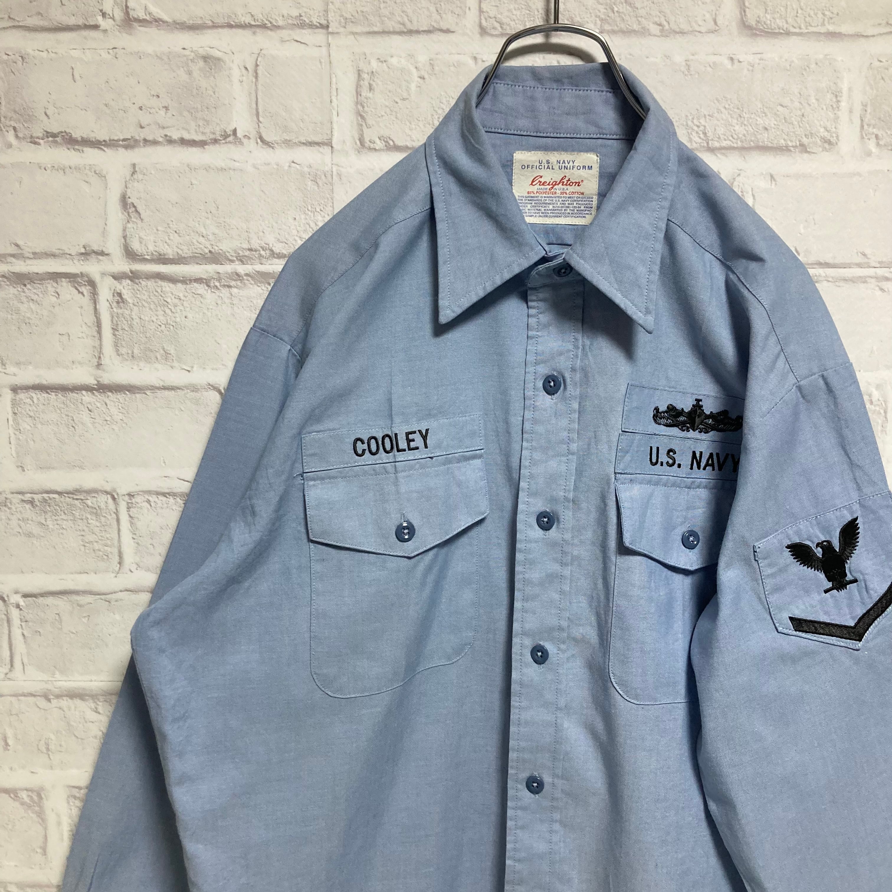 【AVIREX】空軍70th記念モデル BDUシャツ 刺繍 ネイビー XLサイズ