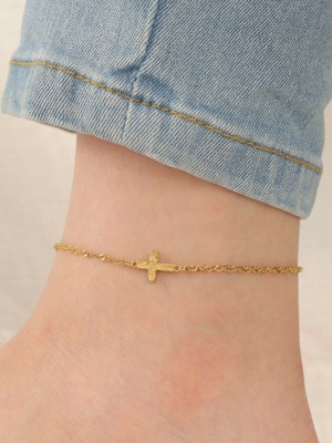 【 screw 】316L hawaiian cross anklet  #a10