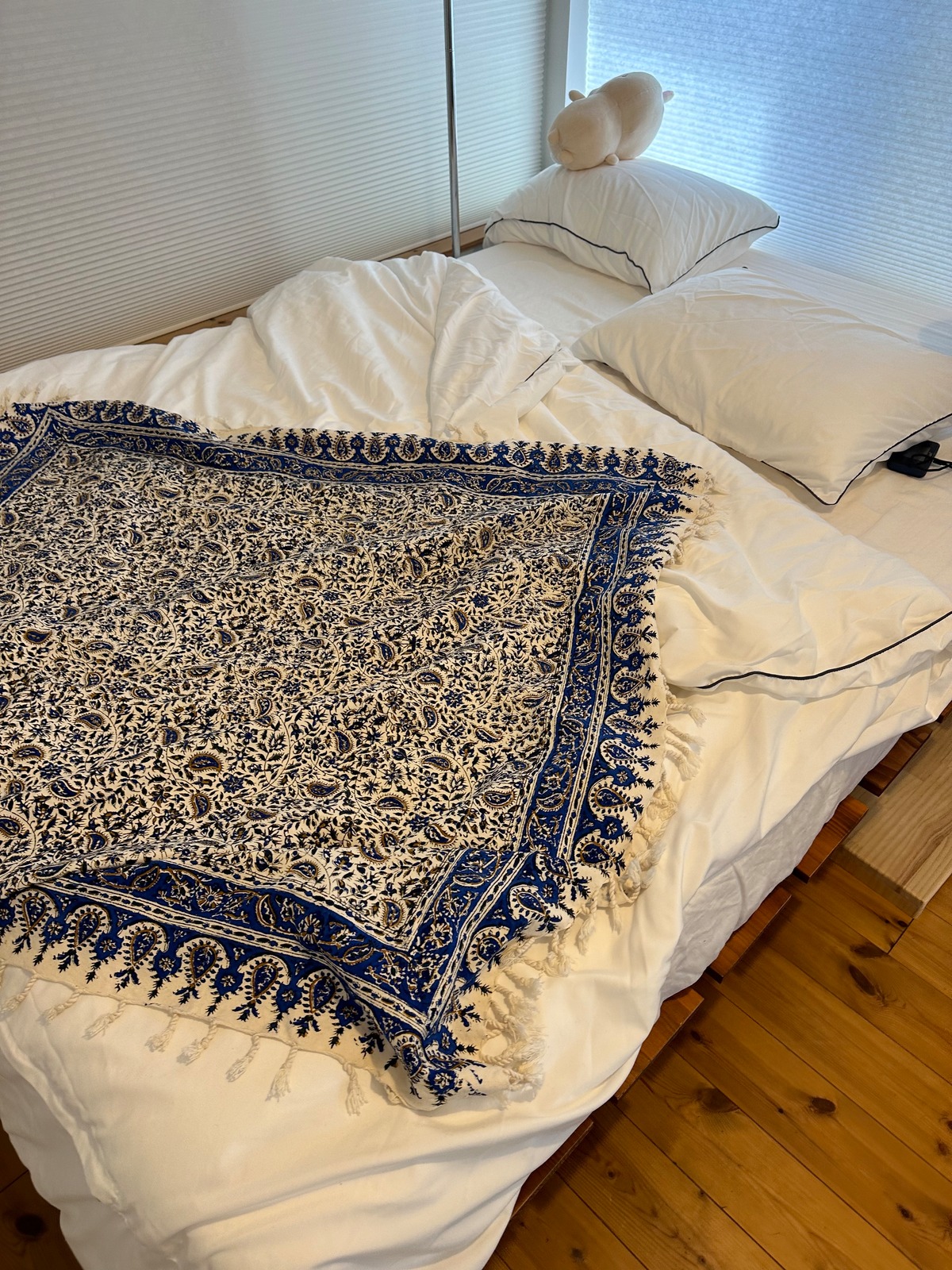 天然素材の手作り☆中東の伝統綿布・さらさ【80cm×80cm】ブルー | zakurotokyo