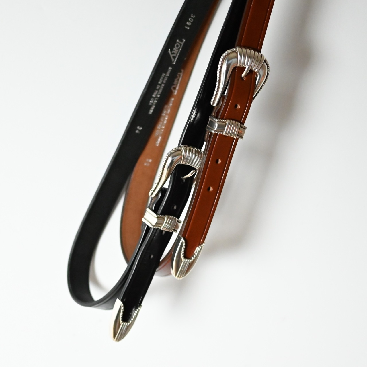【再入荷】TORY LEATHER / 1 inch "3 -Piece Silver Buckle Belt(BLACK×NICKEL)