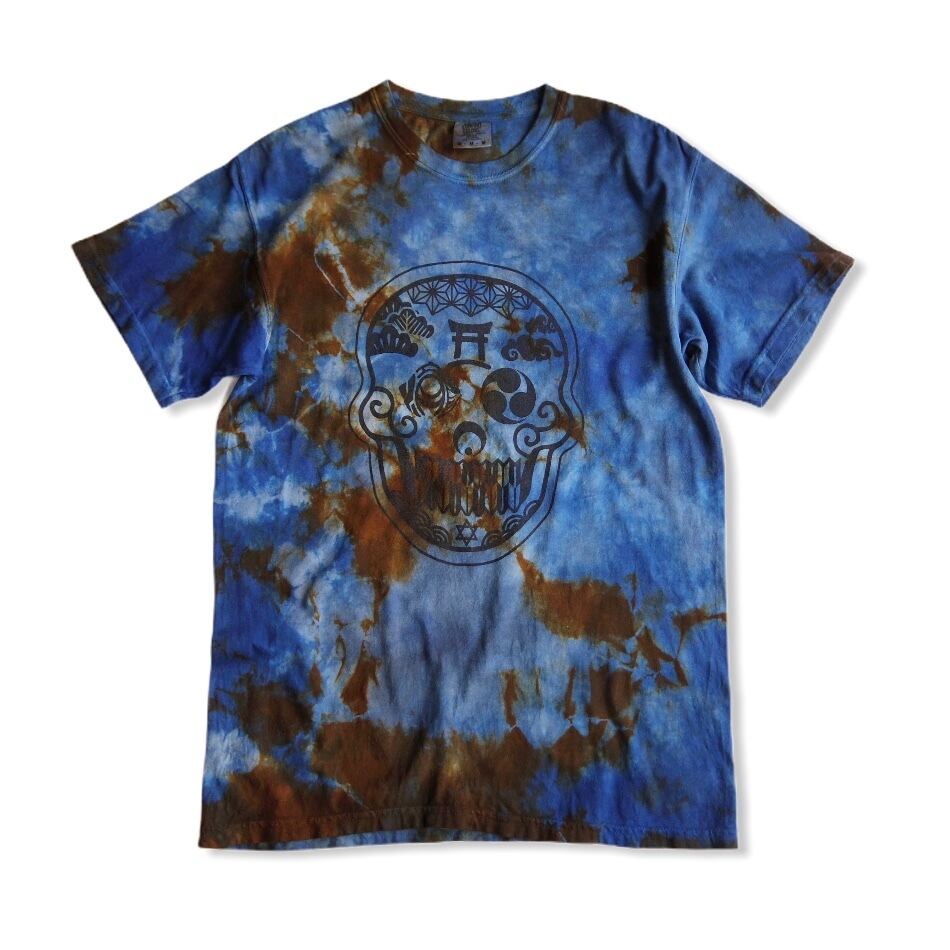 【日本髑髏】JAPANESE SKULL TIE DYE T-SHIRT -蒼海-《M》