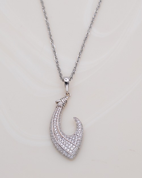 Silver925 パヴェ フィッシュフックペンダント