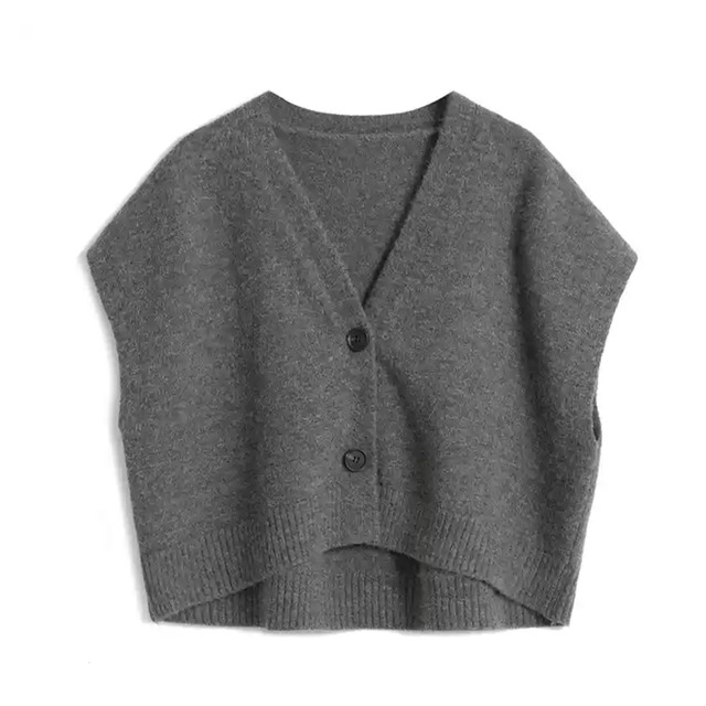【ドロップショルダーカーディガンベスト】P01940