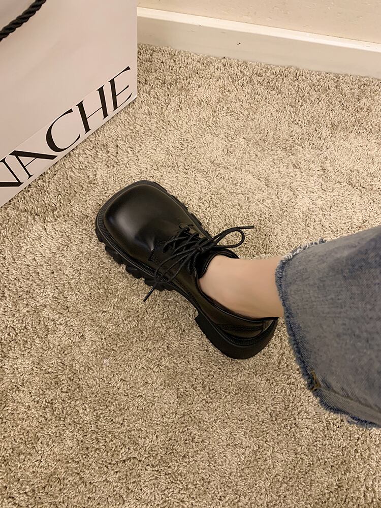 スタンダードレザーオータムウィンターレッドブラックシングル 靴 シューズ レトロ 秋物 冬物 スクウェア 部族の婦人靴91365091158