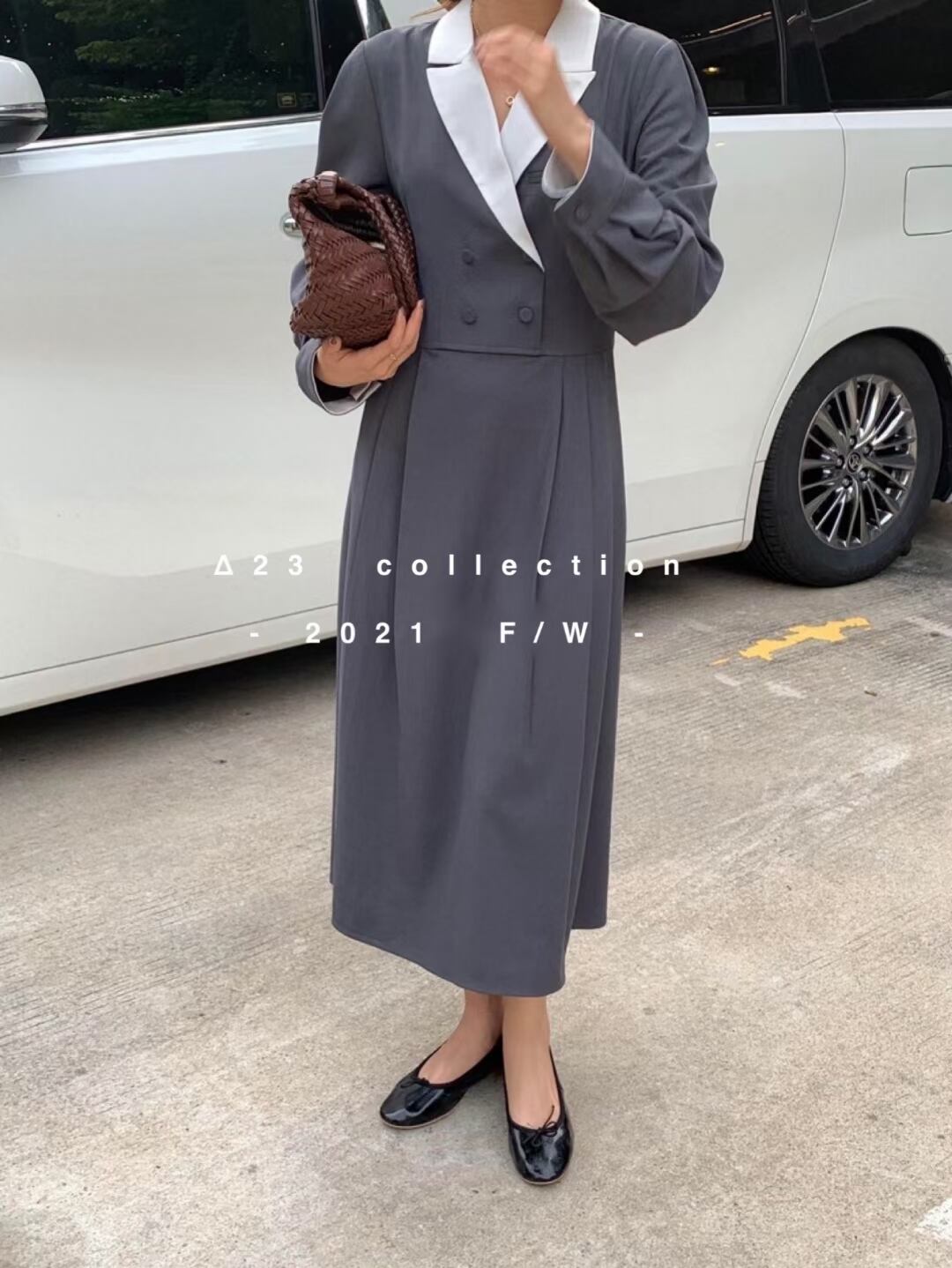 襟配色スーツワンピ　AJ33172-3188