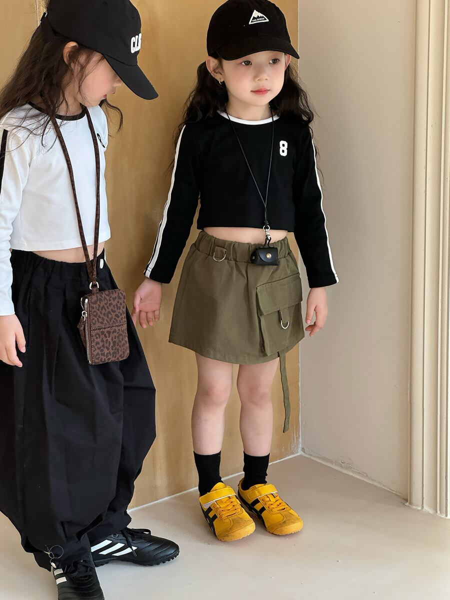 8サイドラインショート丈Tシャツ