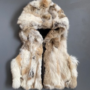 sleeve-less hoodie fur  jacket