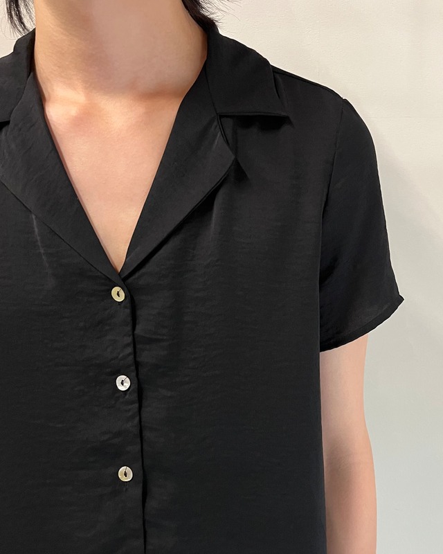 open collar shell button shirt