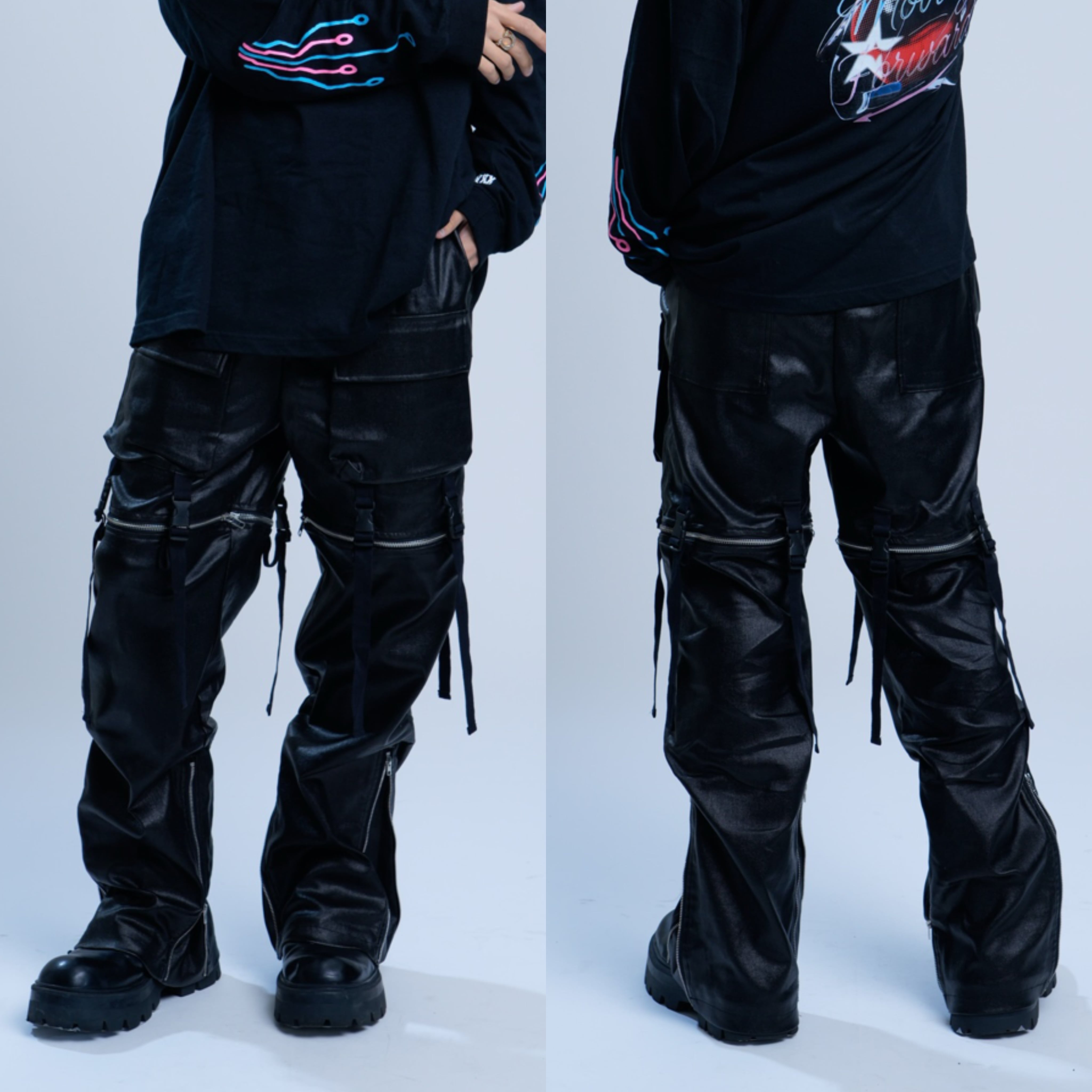 PSYNYXX コーティングZIPカーゴパンツ サブカル サブスト 地雷 | 韓国