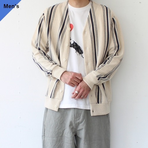 【ラスト１点】Orgueil 綿麻ストライプニットカーディガン Stripe knit cardigan / OR-4293　（Ivory）
