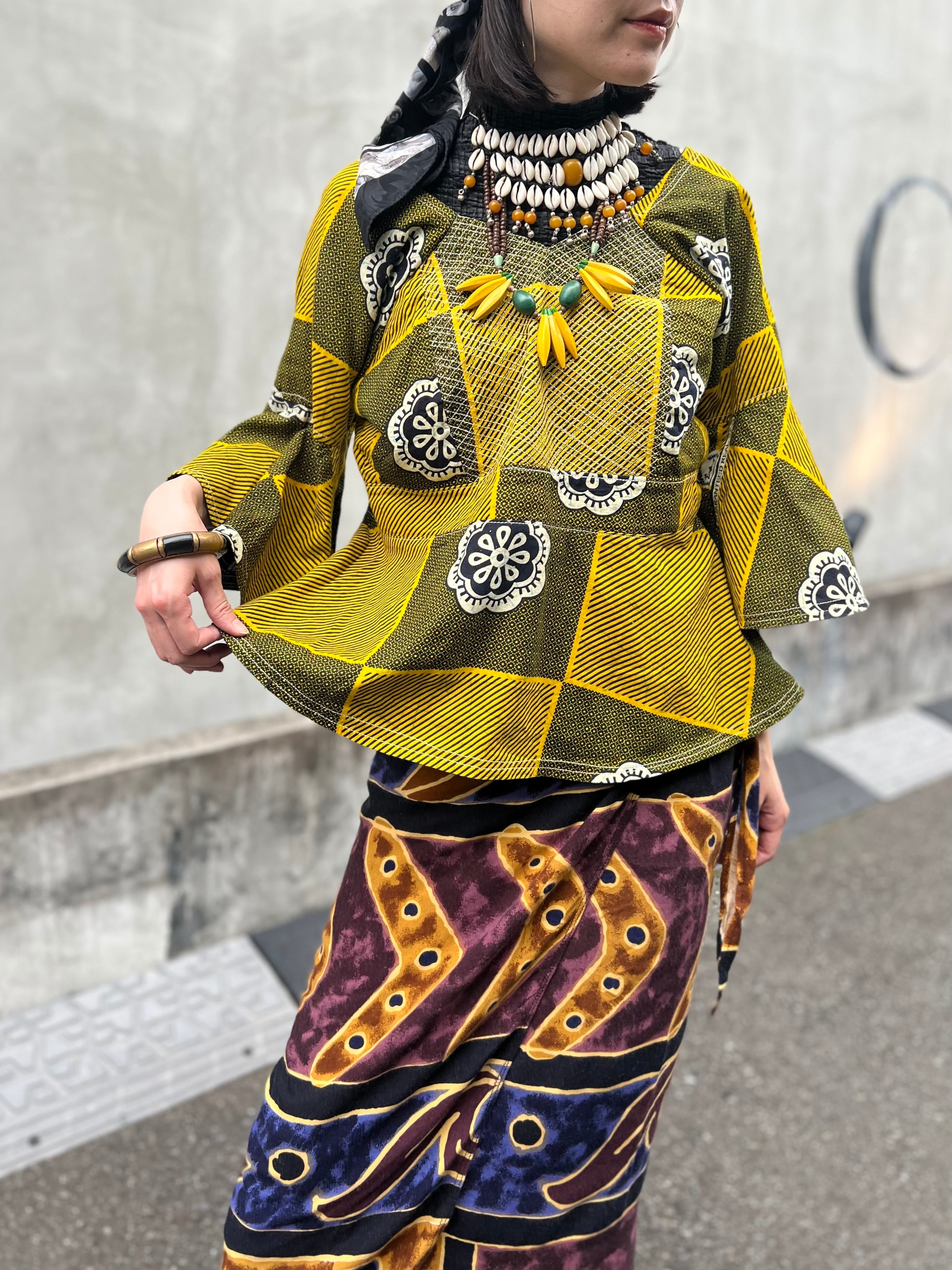 toro vintage アフリカンバティック ロングスカート糸をとけば長くも出来ます