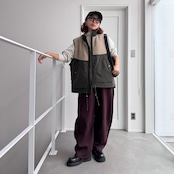【受注予約:10月上旬入荷予定】ピーチボア切替中綿vest/カーキ