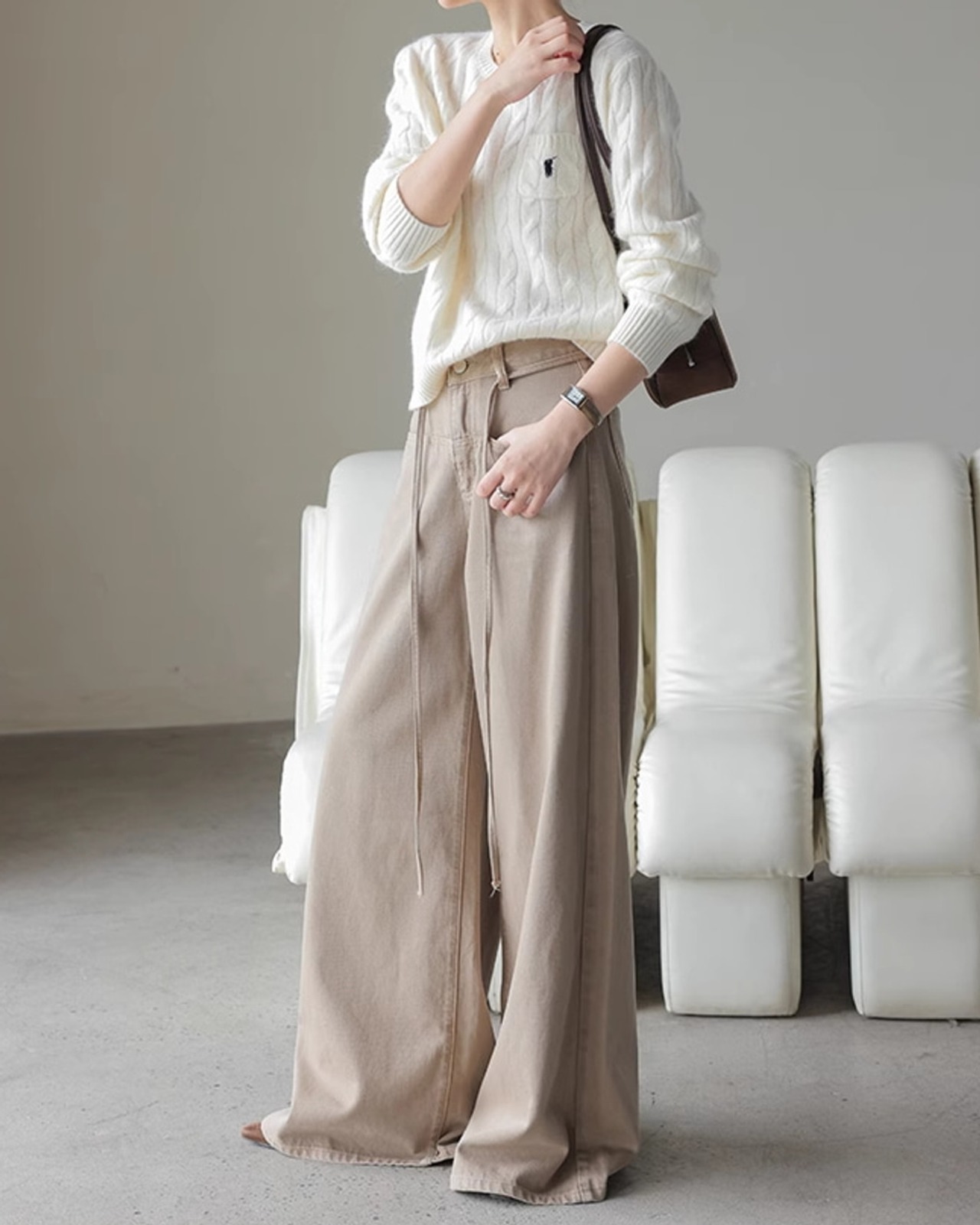 High waist wide Pants　T20326