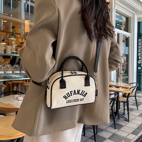 キャンバス地ダブルファスナーミニボストン   00041