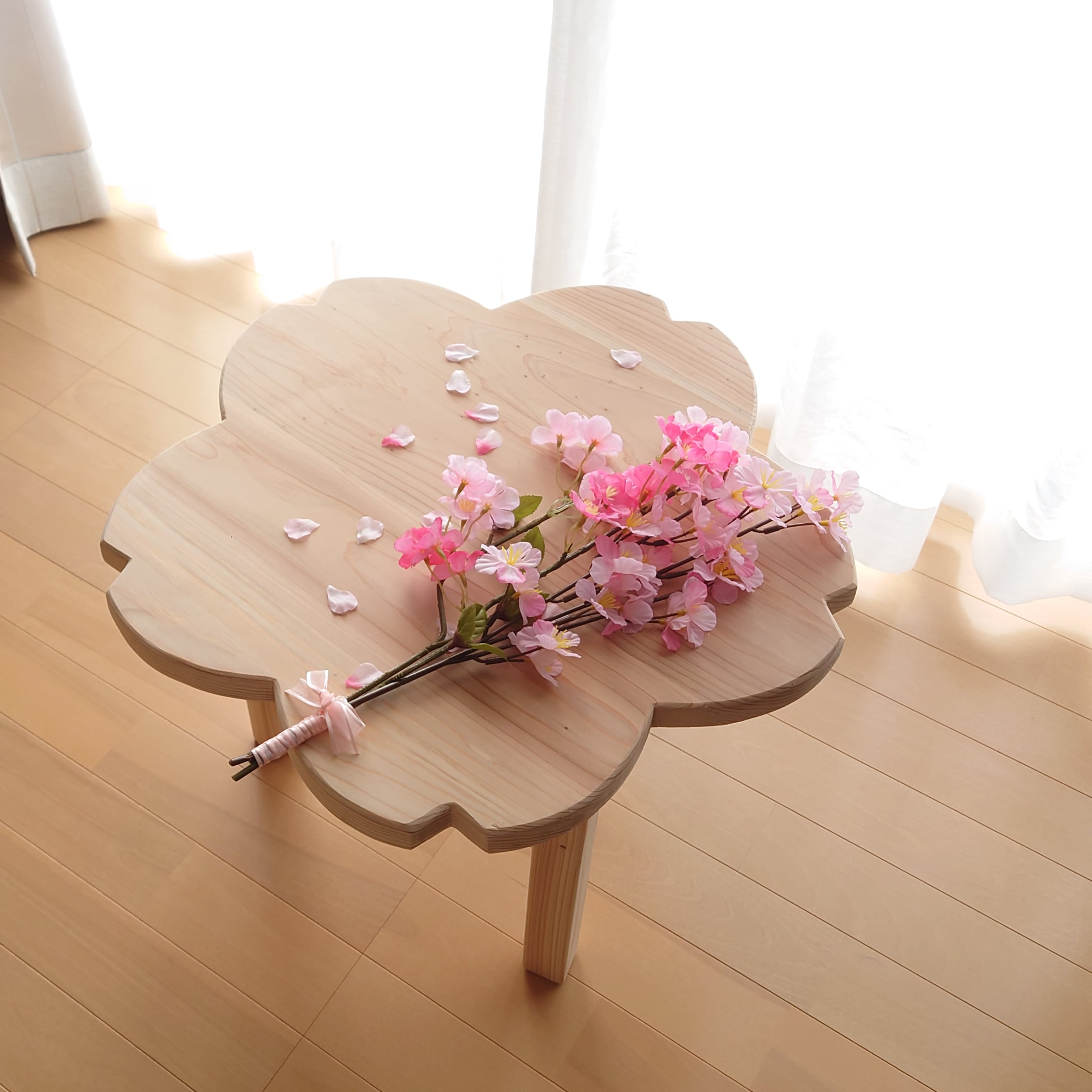 桜・さくら型 ミニテーブル【無塗装】 | 創作家具 黒々 - kokukoku -
