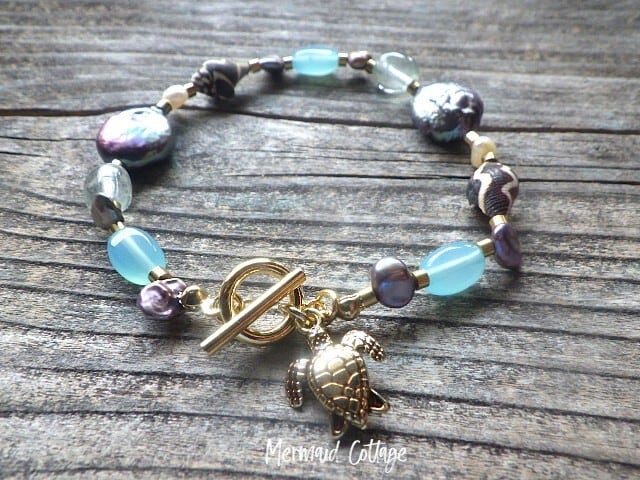 14KGF* Ocean Druzy アクアマリン ビーチブレスレット | Mermaid Cottage