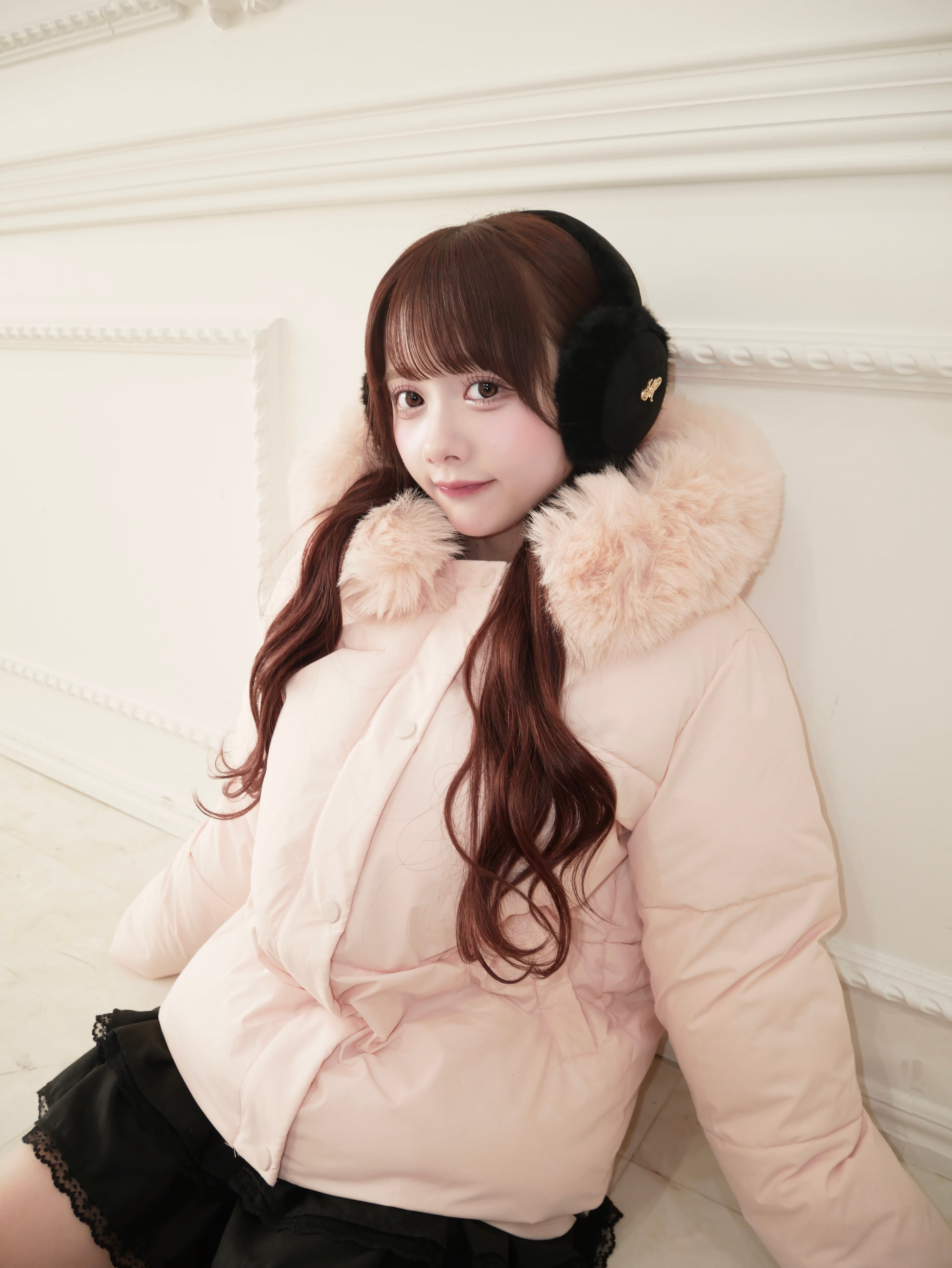 milky pink down jacket