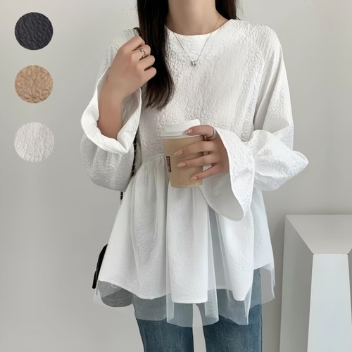 初回送料無料　春夏新作レディースファッション　カジュアル　オシャレ　フェイク2枚　人気トップス