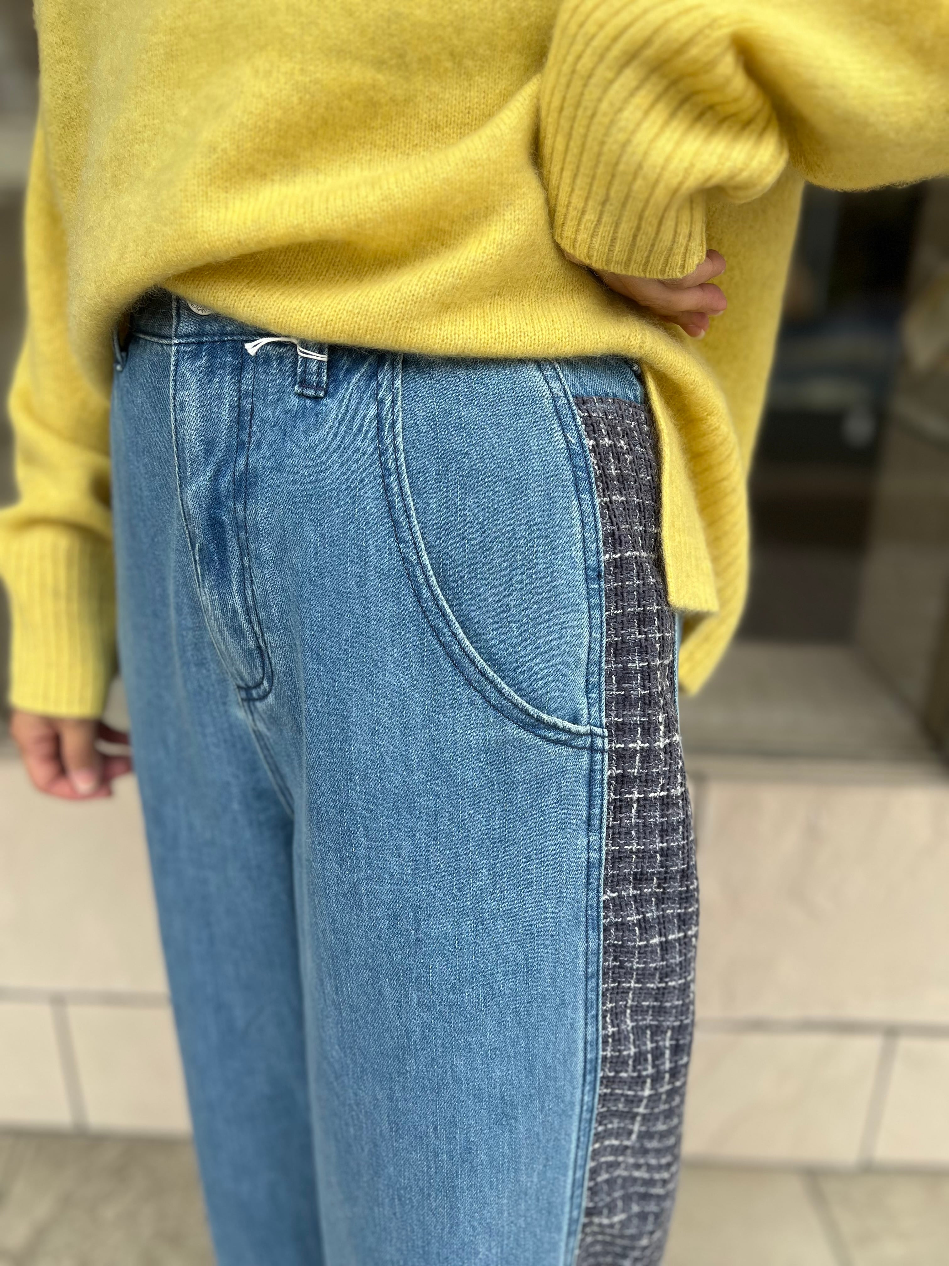NAVY 36サイズ】CYAN TOKYO / ツイードコンビワイドデニム | anouk