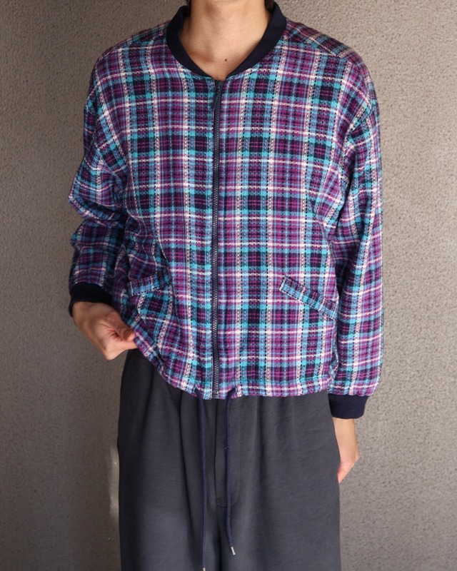 short length check blouson