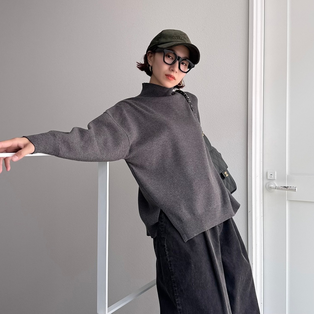 yawamochi high gauge design knit/charcoal