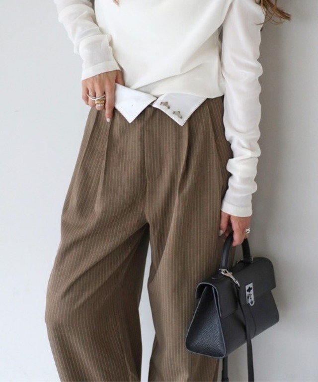 (一部予約) ピンストライプ タックサロペットパンツ