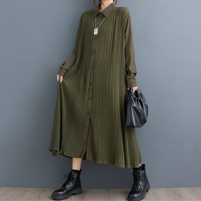 ドローストリング プリーツ ワンピース  00010