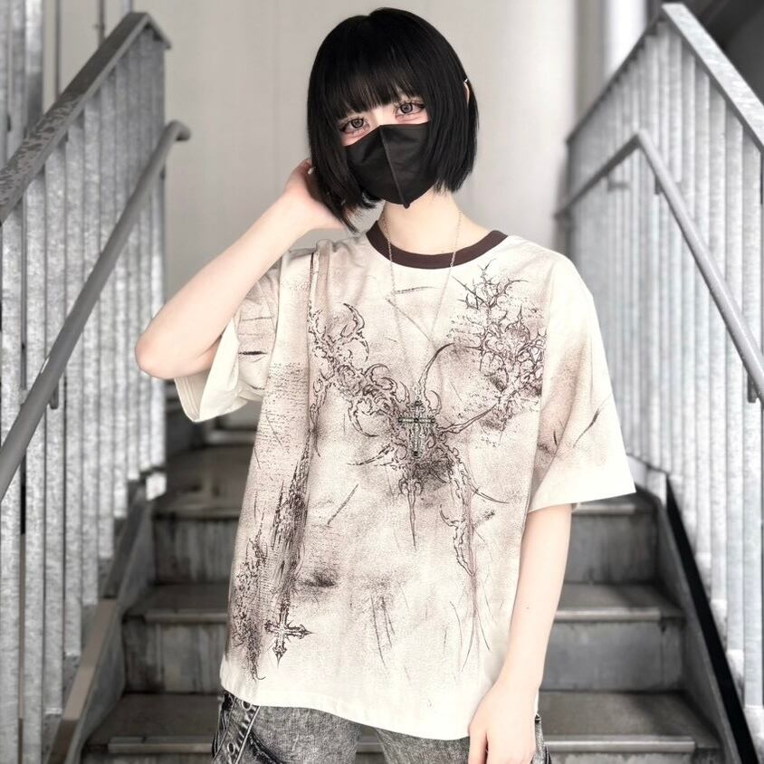 【CANDY SELECT 】DARTY加工Tシャツ 235569 カットソー グランジ  トップス ストリート 地雷 サブカル ブランド ユニセックス