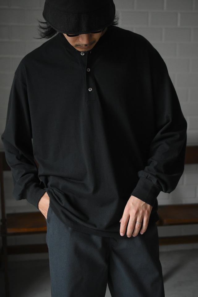 A.PRESSE / Cashmere Blend L/S Henley Neck Shirt (Black)