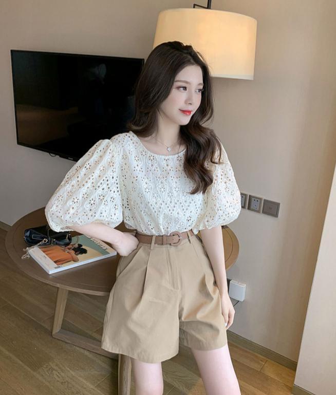 セットアップ 半袖 シャツ ショート パンツ リュクス 2色 韓国 半袖シャツショートパンツセット レディース セットアップ 2点