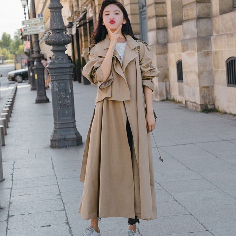 割引購入 ベルト付 無地 清楚系 ロングコート 膝下 レディース 長袖 ロングコート