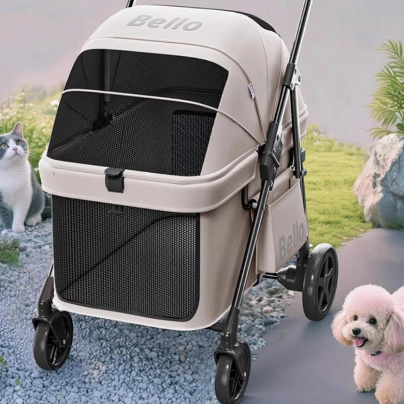 BELLO 軽量折りたたみペットベビーカー/犬用カート 屋外用四輪