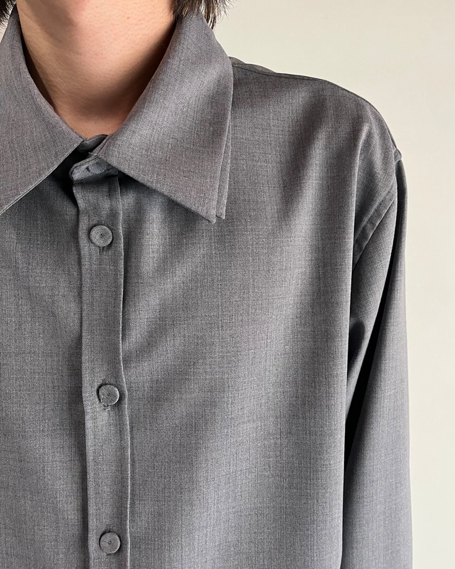 【+Plūs】wool layer collar shirt / grey