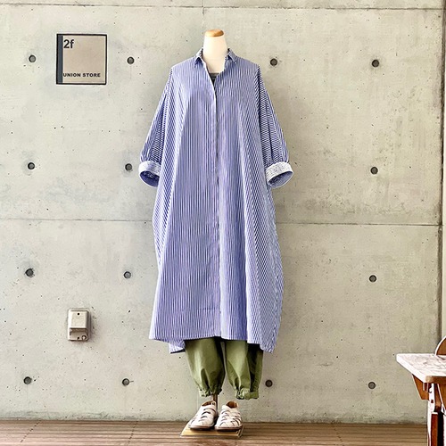 【ne Quittez pas】FINE POPLIN KIKA EMB BIG SHIRTS DRESS